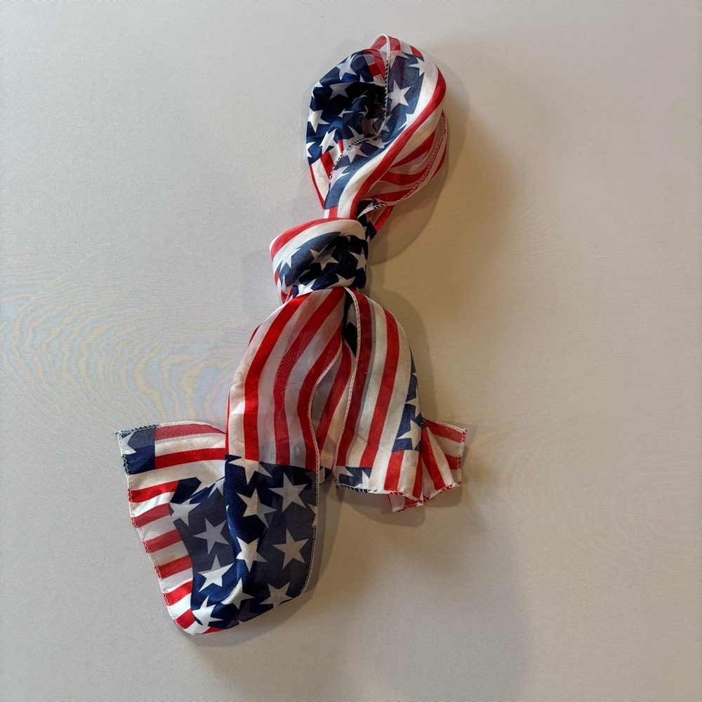 AMERICAN FLAG 🇺🇸 Fourth of July Sheer Scarf 🧣 Red, White & Blue Scarf